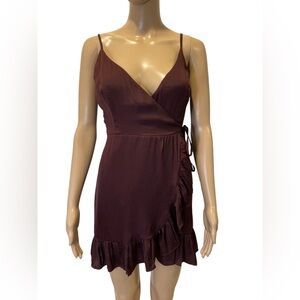 Intimately FreePeople All  My Love Shine Wrap Slip Elegant Burgundy   size XS